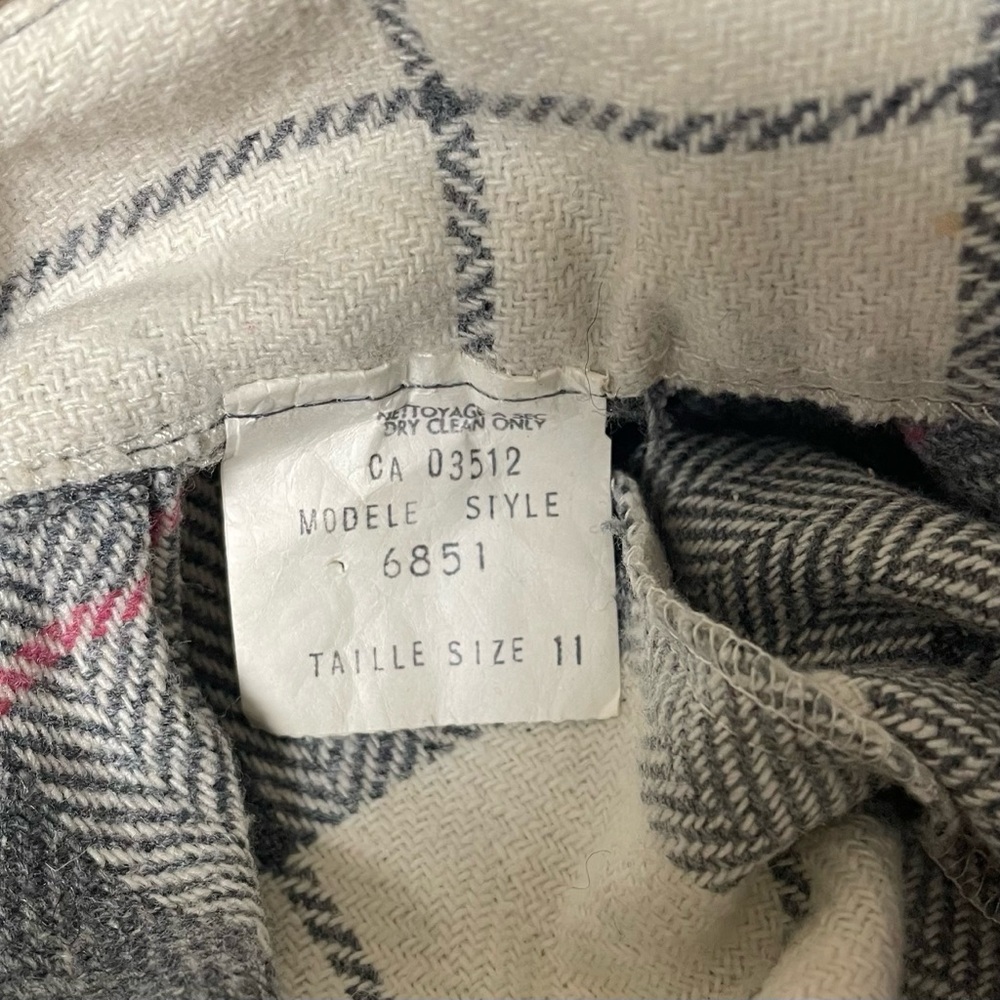Vintage 90s Plaid Wool Midi Skirt Neutral Academia Quiet Luxury Preppy Small - Picture 4 of 9